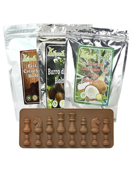 Kit per Cioccolatini: Pasta di Cacao Crudo Biologico + Burro di Cacao Biologico + Fiore di Zucchero di Cocco Biologico + Stampino omaggio 3 sachets of 100 grams - AMAZON SEEDS