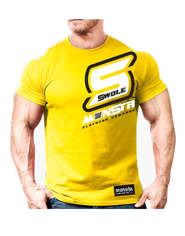 SWOLE-Scan for Growth-81 T-Shirt by MONSTA CLOTHING CO (colour: yellow)