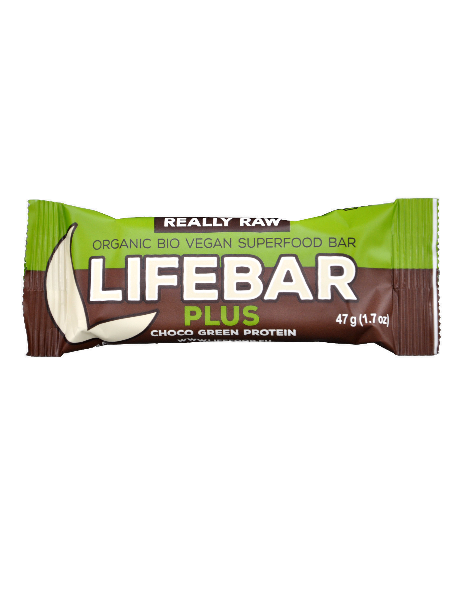 Life Food - Lifebar Plus - Choco Green Protein by BIO'S (1 bar of 47 grams)