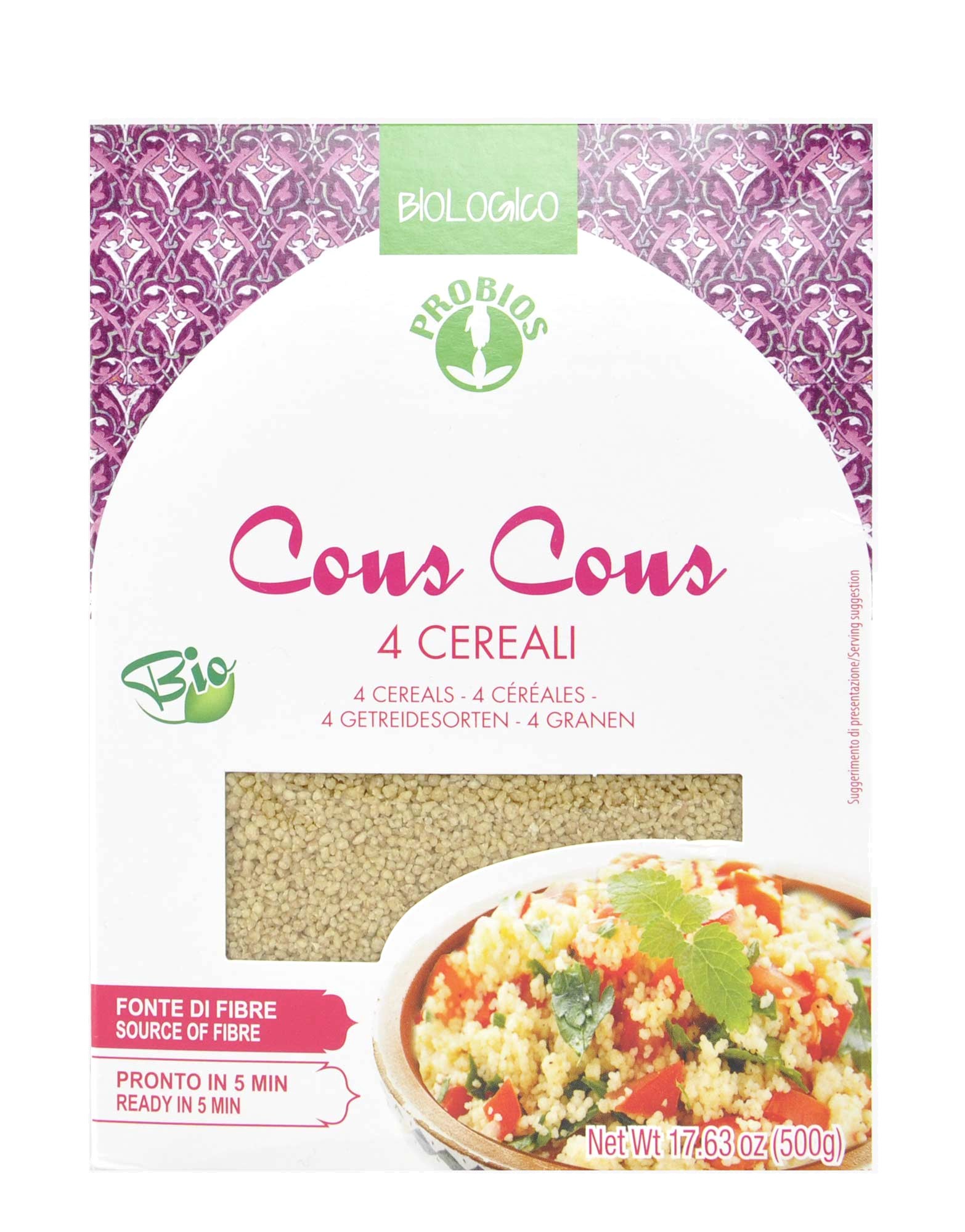 Cous Cous with 4 Cereals by PROBIOS (500 grams)