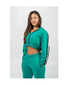 Cropped Zip-Up Hoodie Iconic Donna Verde - NEBBIA