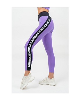 High Waisted Side Stripe Leggings Iconic Woman Lilla - NEBBIA