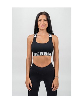 Medium-Support Criss Cross Sports Bra Iconic Woman Black - NEBBIA