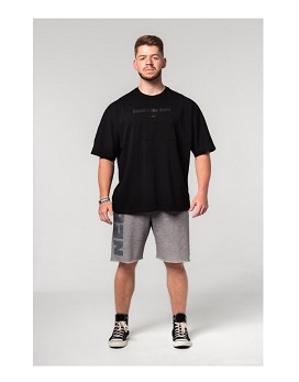 Oversized Heavyweight Cotton T-shirt No Shortcuts Man Black - NEBBIA