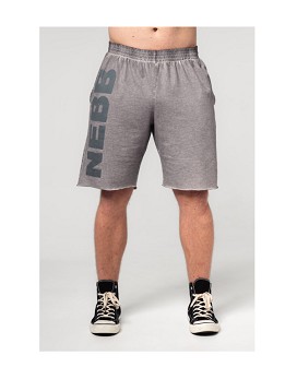 Washed-off Gym Sweatshorts No Bs Man Light Grey - NEBBIA