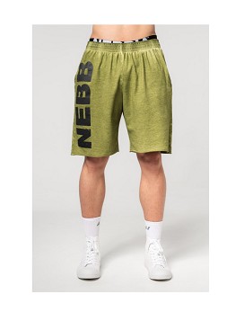 Washed-off Gym Sweatshorts No Bs Man Green - NEBBIA