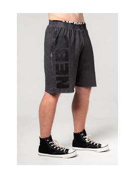 Washed-off Gym Sweatshorts No Bs Man Black - NEBBIA