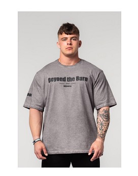 Washed-off Heavyweight Cotton Oversized T-shirt Grind Man Light Grey - NEBBIA