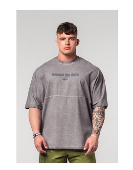 Washed-off Oversized Heavyweight Cotton T-shirt No Shortcuts Man Light Grey - NEBBIA