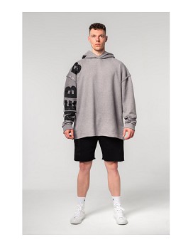 Washed-off Oversized Pullover Hoodie No Bs Man Light Grey - NEBBIA