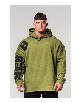 Washed-off Oversized Pullover Hoodie No Bs Man Green - NEBBIA