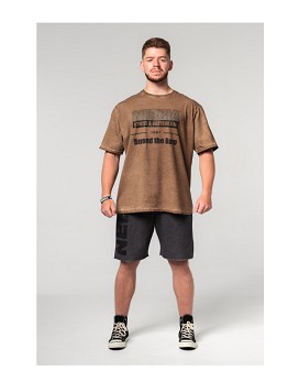 Washed-off Oversized T-shirt Heritage Man Light Brown - NEBBIA