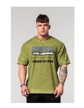 Washed-off Oversized T-shirt Heritage Man Green - NEBBIA