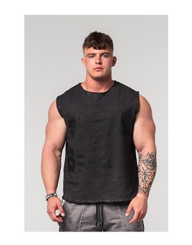 Washed-off Tank Top Beastin' Man Black - NEBBIA